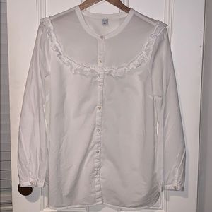 Old Navy White Ruffle Blouse
